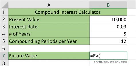 Description of Excel Compound Interest