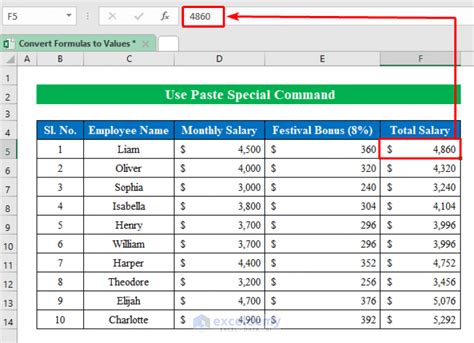 Excel Conversion Formula