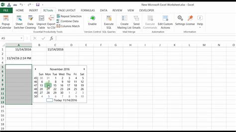 Excel Date Calendar