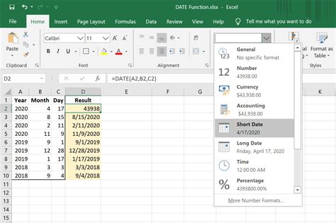 Excel Date Formats