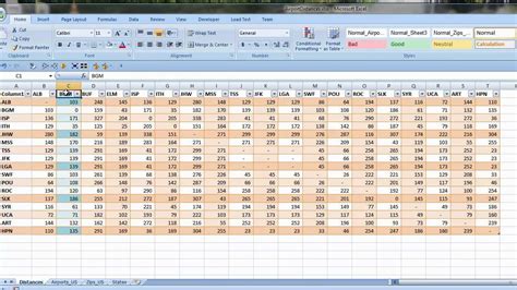 Excel Distance Calculation Example 2