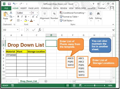 Excel Drop Down List Example 1