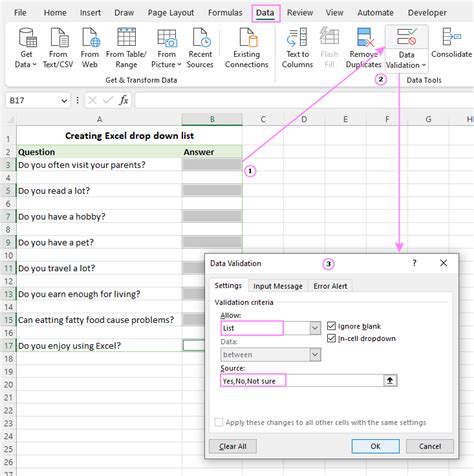 Excel Dropdown List Tips