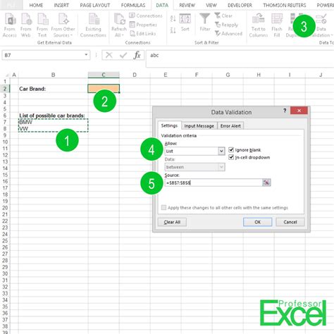 Excel Dropdown Lists