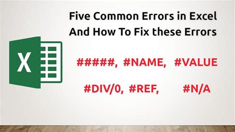 Excel Error Fixes