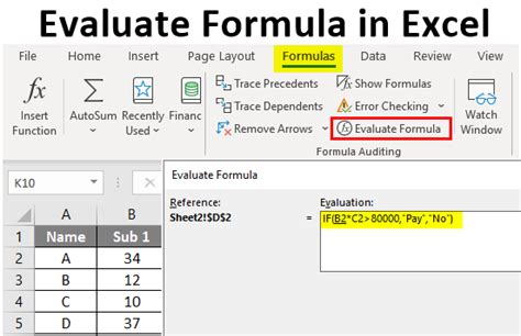 Evaluating Formulas in Excel