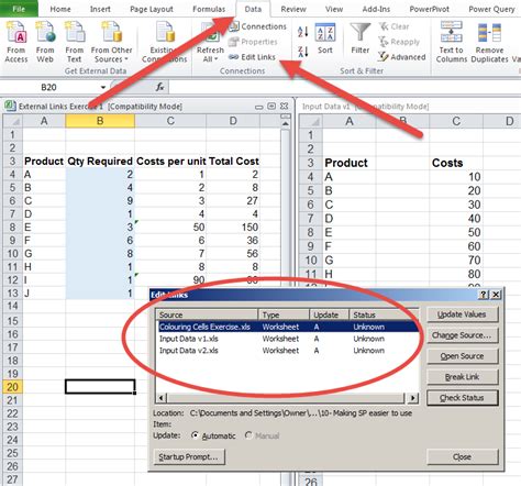 Updating External Links in Excel