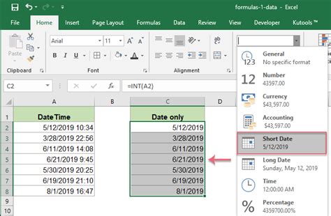 Excel Extract Date From Datetime Formatting Options