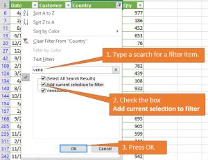 Excel Filter Selection