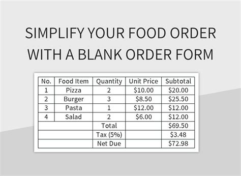 Excel Food Order Management