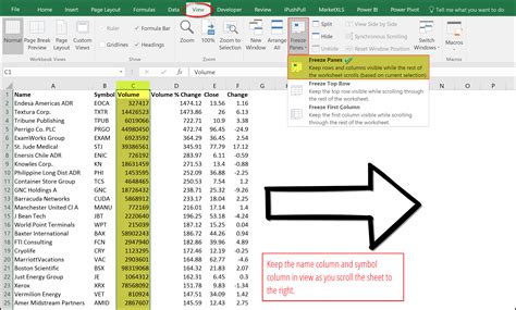 Excel Formation Freezing Rows