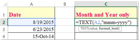 Excel Formula to Extract Month and Year from Date