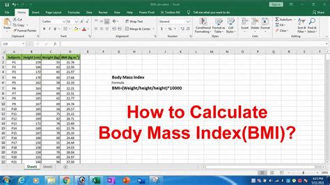 Excel Formula For BMI Calculation