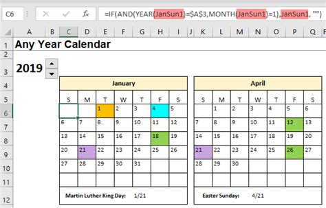 Excel Formula to Generate Calendar with Week Numbers