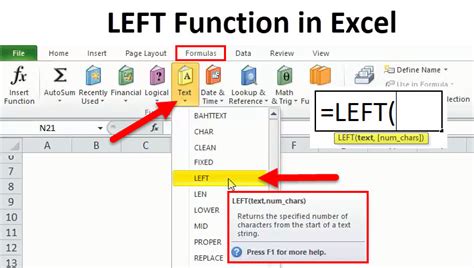 Excel LEFT Formula