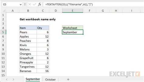 Excel Formulas Sheet Name