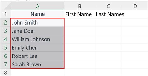 Excel Formulas to Split Names into Two Columns