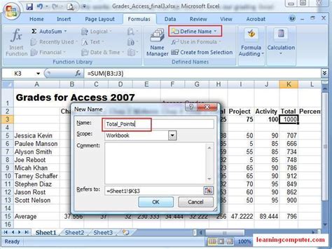 Excel Formulas Tab Names Example 3