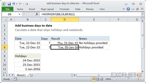 Excel formulas for business days