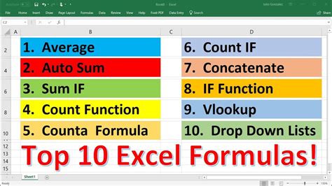 Excel Functions for Data Analysis