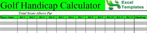 Excel Golf Handicap Calculator Template