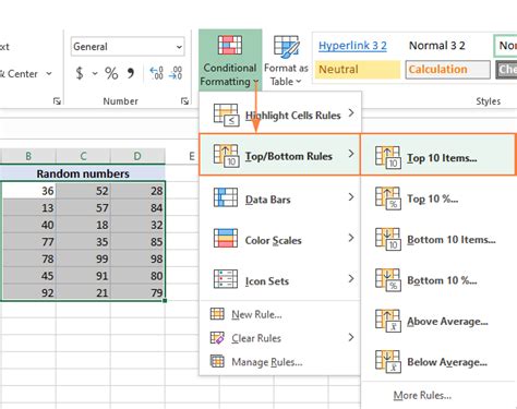 Example of Highlight Cells Feature in Excel