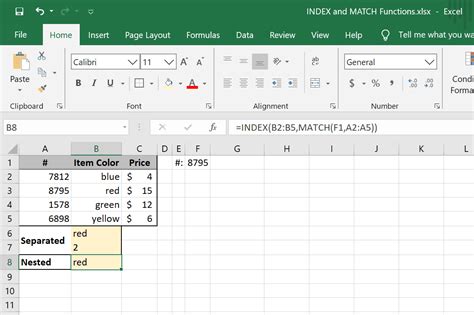 Excel INDEX/MATCH Function