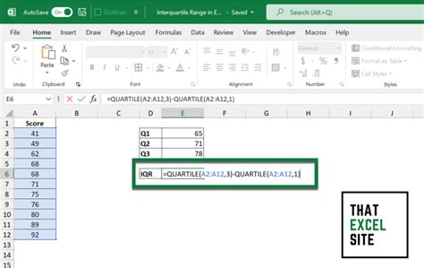 Using PERCENTILE Function in Excel