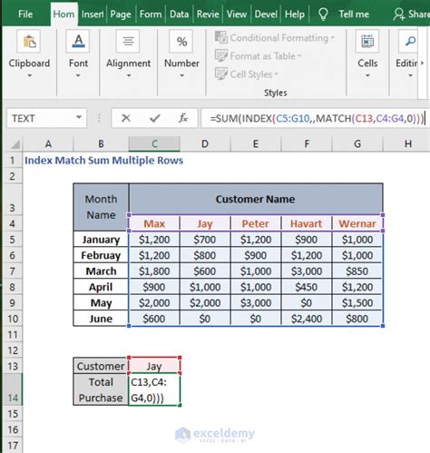 Excel Index Match Sum Tutorial