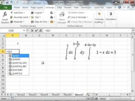 Excel Integral Calculator Formulas