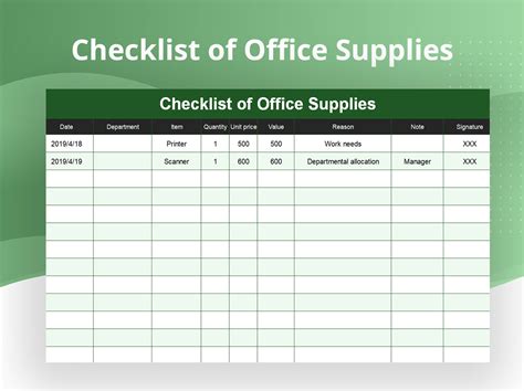 Excel List Template