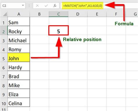 Excel Matching Methods Example