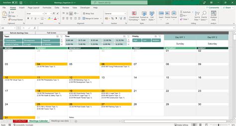 Excel Meeting Schedule Templates