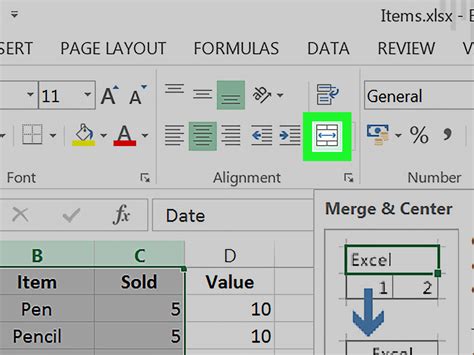 Excel Merge Cells Error