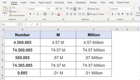 Excel Million Dollar Format Example 1