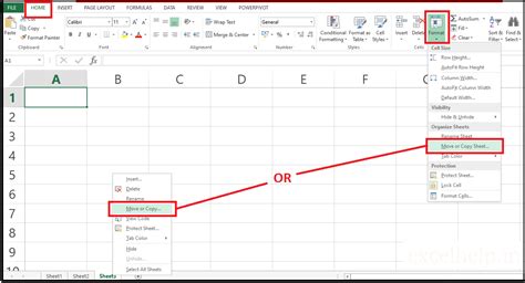 Excel Move or Copy Feature