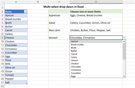 Excel Multiple Selection Filter Example