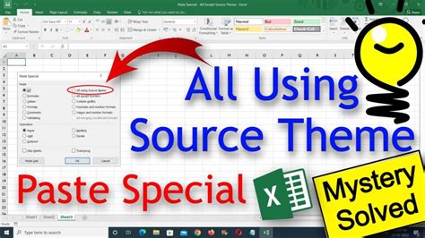 Paste All Using Source Theme Option in Excel