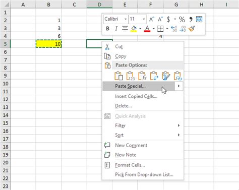 Paste Formatting Option in Excel