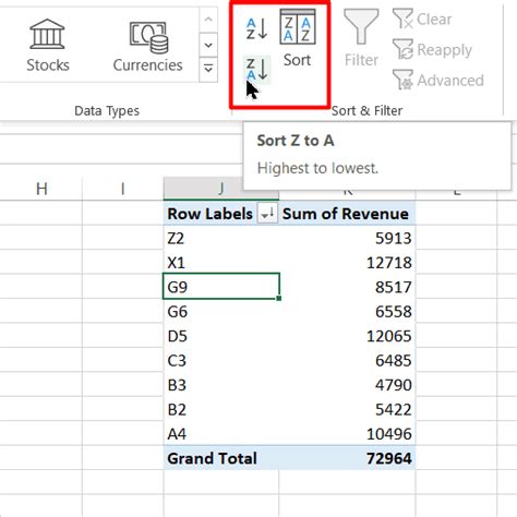 Excel Pivot Table Sorting Expressions