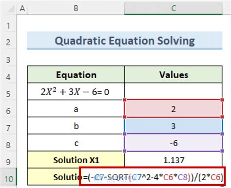 Polynomial trendline equation in Excel