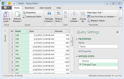 Power Query Drop Down in Excel