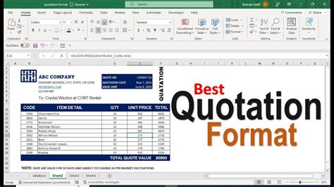 Excel Quotation Template with Database