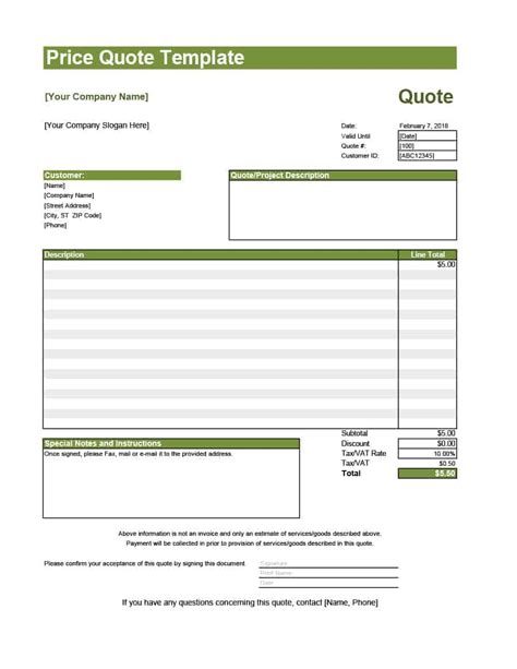 Excel Quotation Template Design