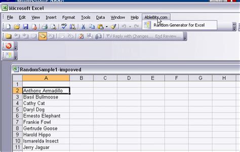 Excel Random Sample Generator