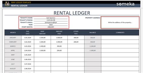 Excel Rent Ledger Template for Property Management