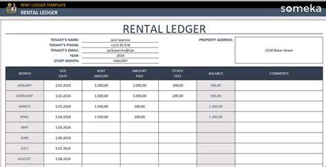 Key Features of an Excel Rent Ledger Template