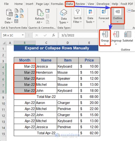 Excel Row Collapse Methods