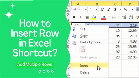 Excel Row Insertion Method 1