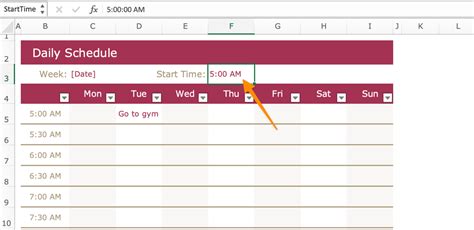 Excel Schedule Tips